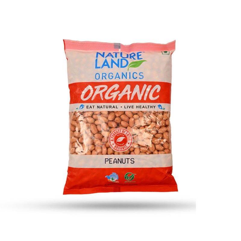 Natureland Organics Peanuts 500g | 100% Organic Raw Peanuts | Protein & Healthy Fat Rich Groundnuts for Snacking, Roasting & Cooking