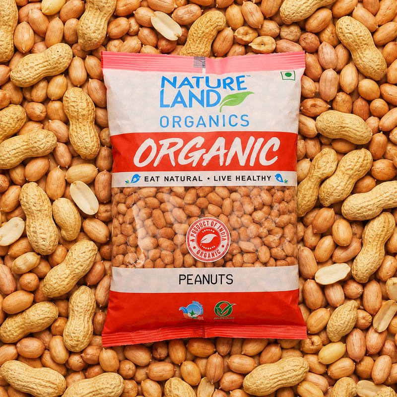 Natureland Organics Peanuts 500g | 100% Organic Raw Peanuts | Protein & Healthy Fat Rich Groundnuts for Snacking, Roasting & Cooking