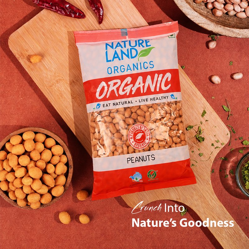 Natureland Organics Peanuts 500g | 100% Organic Raw Peanuts | Protein & Healthy Fat Rich Groundnuts for Snacking, Roasting & Cooking