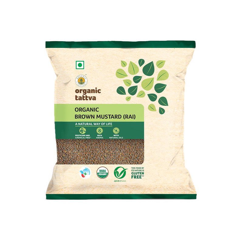 Organic Tattva Brown Mustard (Rai) | Organic Brown Mustard Seeds | Premium Rai Seeds | Spicy Indian Spice for Regular Cooking