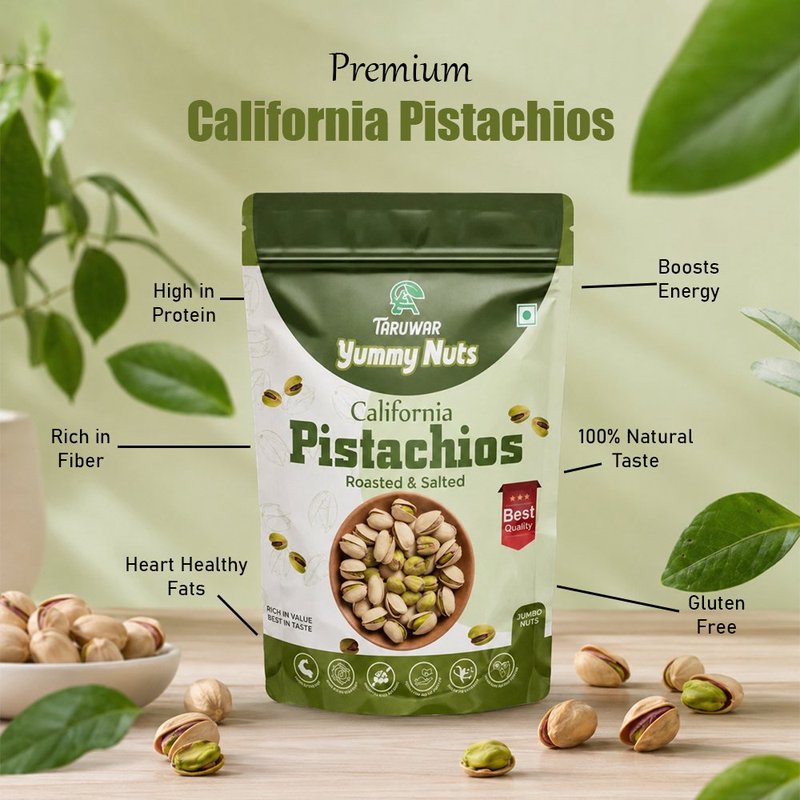 Taruwar Premium Jumbo Pistachios Roasted & Salted 200g | California Pista | Crunchy & Protein Rich Dry Fruits | Healthy Snack for Energy, Heart Health & Daily Nutrition | Premium Quality Salted Pistachios thumbnail 3