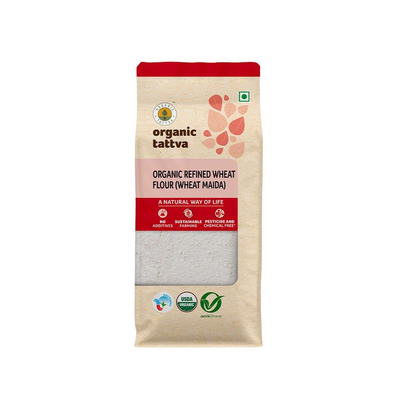 Organic Tattva Refined Wheat Flour (Maida) | Organic Wheat Maida | Baking Flour | Soft Flour for Baking and Cooking