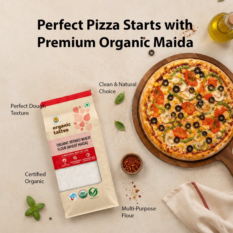 Organic Tattva Refined Wheat Flour (Maida) | Organic Wheat Maida | Baking Flour | Soft Flour for Baking and Cooking