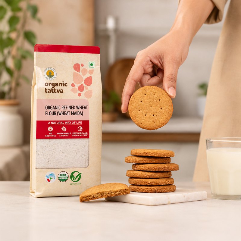 Organic Tattva Refined Wheat Flour (Maida) | Organic Wheat Maida | Baking Flour | Soft Flour for Baking and Cooking