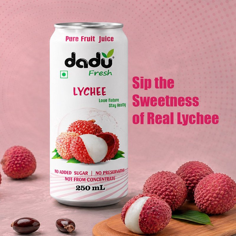 Dadu Fresh Lychee Juice | 4 Cans Combo | 100% Natural Lychee Fruit Juice | Refreshing Antioxidant Rich Healthy Beverage | No Added Sugar, No Preservatives & Not From Concentrate | Vitamin C Rich Drink for Immunity, Hydration, Skin Health & Daily Wellness | Delicious Tropical Juice for Kids & Adults thumbnail 2