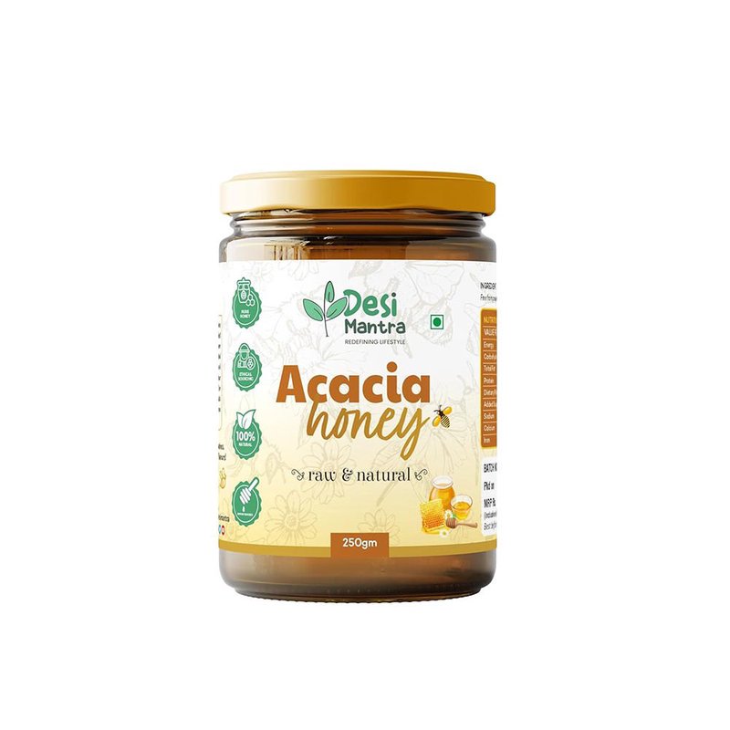 Desi Mantra Premium Raw & Natural Acacia Honey | Pure Unfiltered Honey | Light Floral Taste & Naturally Sweet | No Added Sugar | Perfect for Tea, Toast & Healthy Living