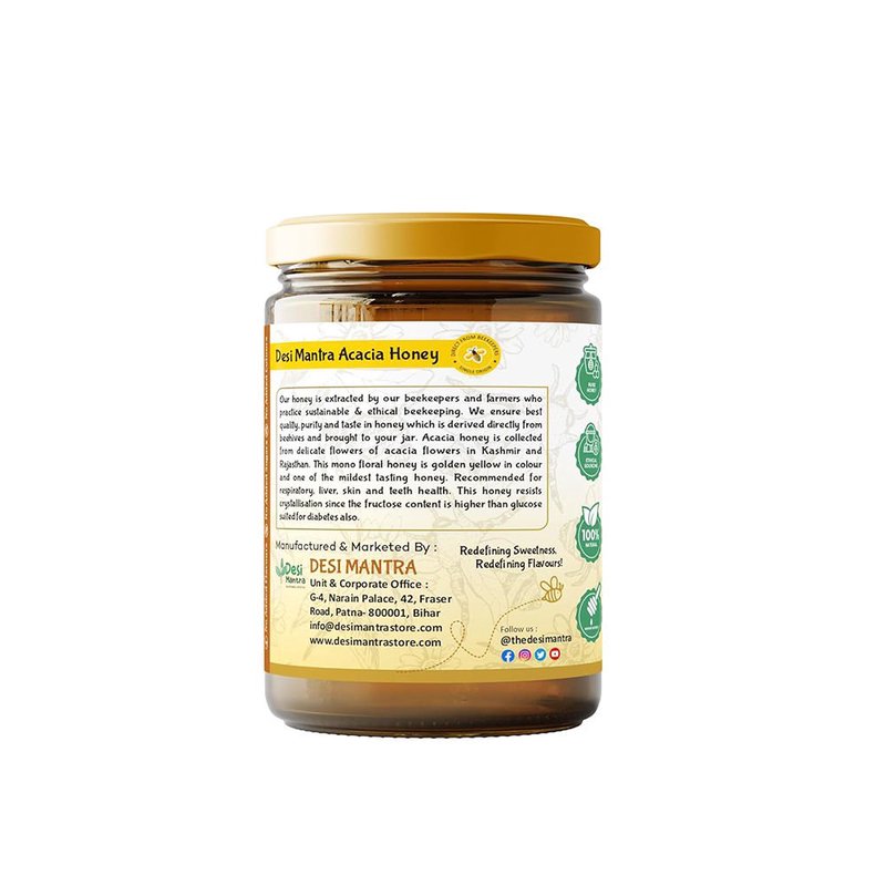Desi Mantra Premium Raw & Natural Acacia Honey | Pure Unfiltered Honey | Light Floral Taste & Naturally Sweet | No Added Sugar | Perfect for Tea, Toast & Healthy Living thumbnail 2