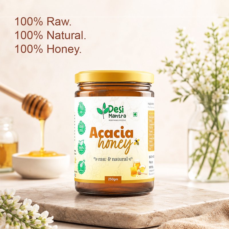 Desi Mantra Premium Raw & Natural Acacia Honey | Pure Unfiltered Honey | Light Floral Taste & Naturally Sweet | No Added Sugar | Perfect for Tea, Toast & Healthy Living thumbnail 4