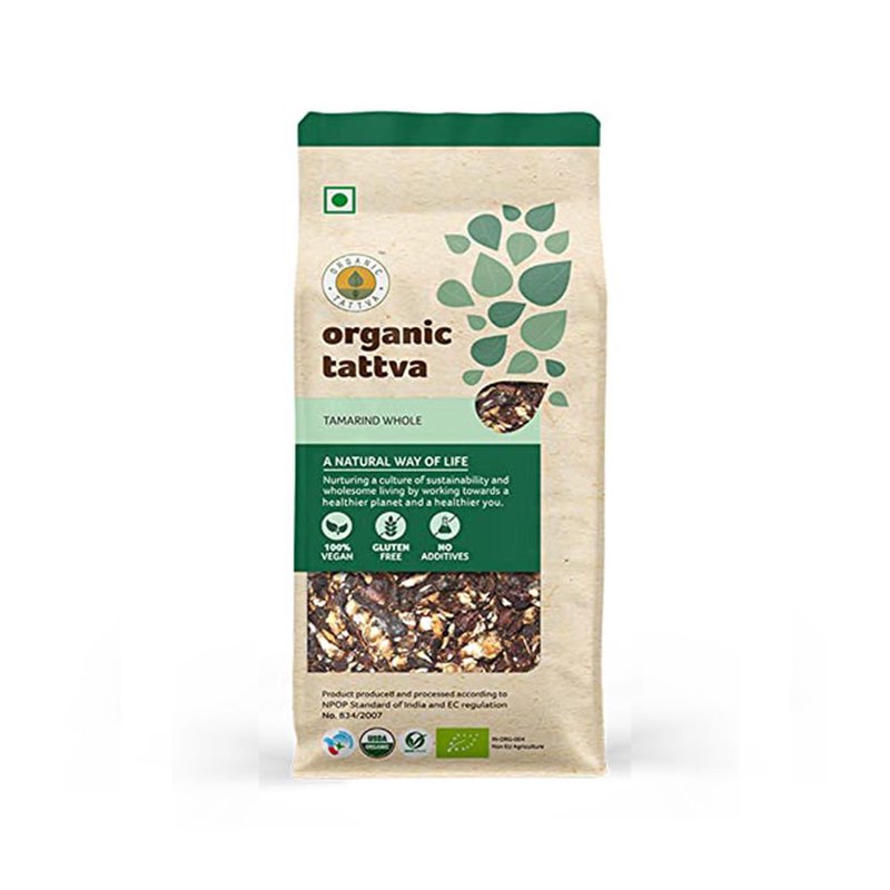 Organic Tattva Tamarind Whole | Organic Imli | Premium Quality Seedless Tamarind | Natural Tangy Ingredient for Cooking