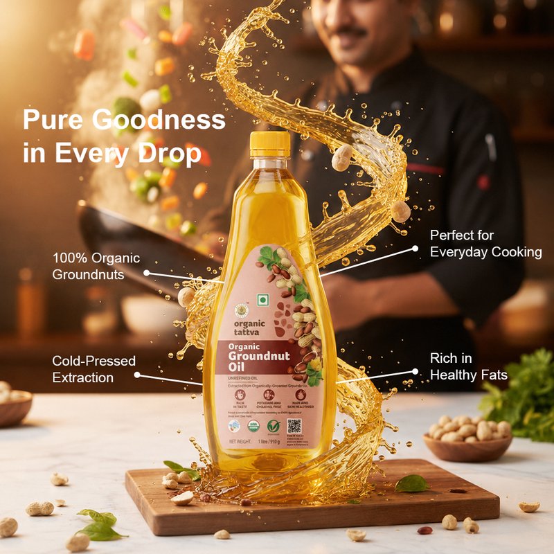Organic Tattva Groundnut Oil | Pure Peanut Oil | Naturally Nutritious Cooking Oil for Daily Consumption