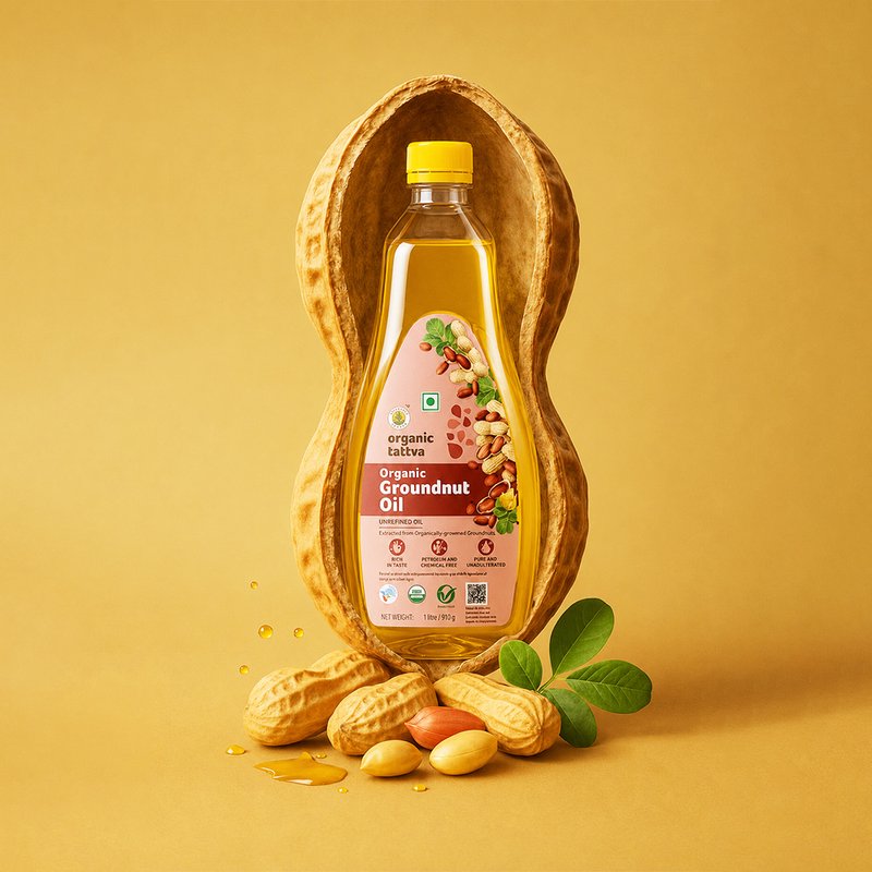 Organic Tattva Groundnut Oil | Pure Peanut Oil | Naturally Nutritious Cooking Oil for Daily Consumption