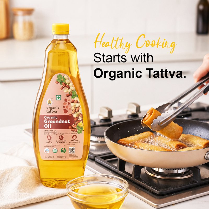 Organic Tattva Groundnut Oil | Pure Peanut Oil | Naturally Nutritious Cooking Oil for Daily Consumption