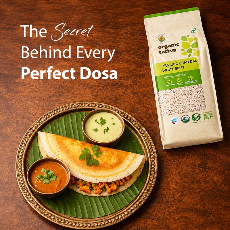 Organic Tattva Urad Dal White Split | Organic Split White Urad Dal | Premium Dhuli Urad Dal | Protein-Rich Lentils for Indian Cooking