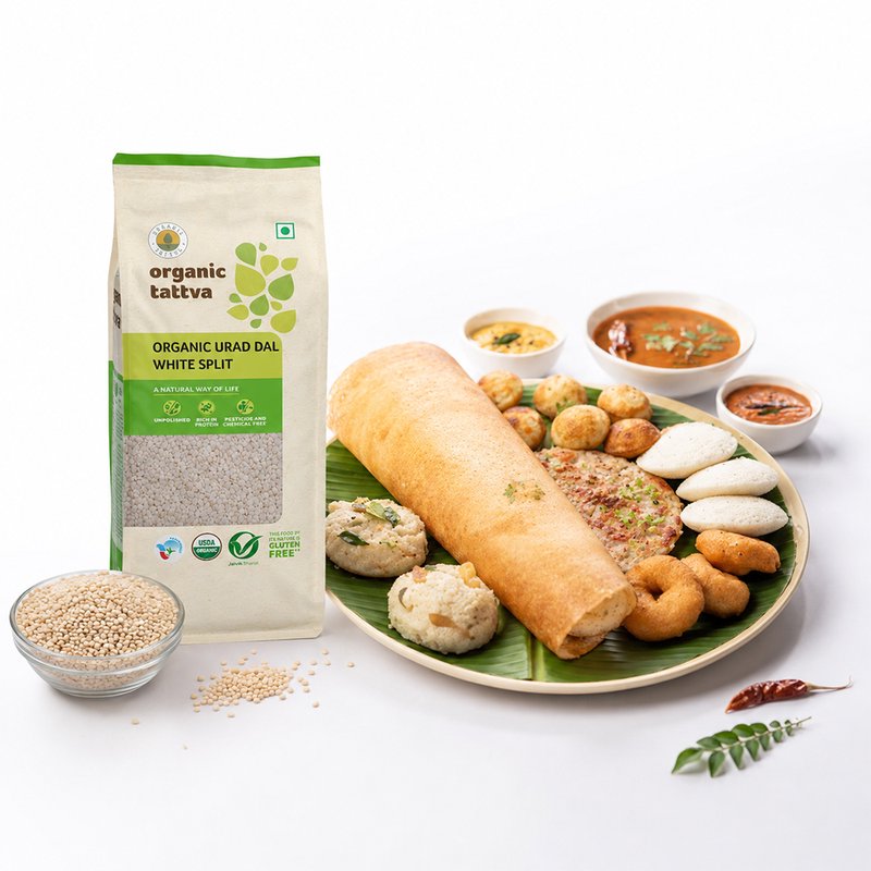 Organic Tattva Urad Dal White Split | Organic Split White Urad Dal | Premium Dhuli Urad Dal | Protein-Rich Lentils for Indian Cooking
