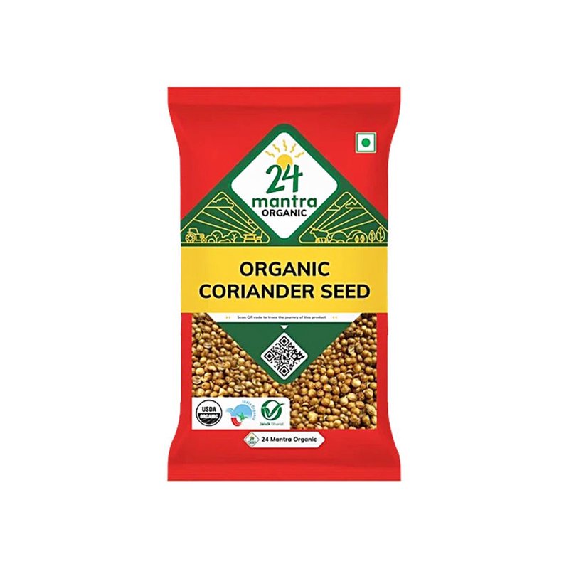 24 Mantra Organic Coriander Seeds | Dhania Whole | Whole Coriander | 100% Organic | Indian Spice | Cooking & Seasoning