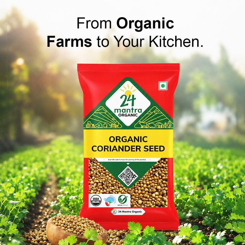 24 Mantra Organic Coriander Seeds | Dhania Whole | Whole Coriander | 100% Organic | Indian Spice | Cooking & Seasoning
