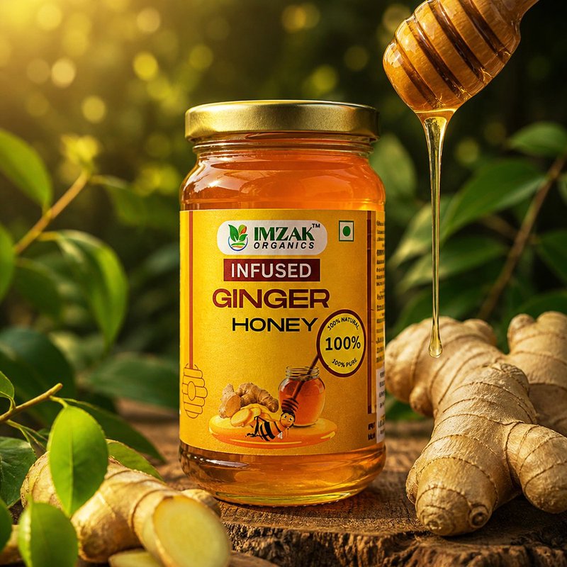 Imzak Infused Ginger Honey | Pure Raw & Natural Honey with Ginger | Herbal Immunity Booster Honey | Rich in Antioxidants & Natural Enzymes | Healthy Sweetener for Digestion, Sore Throat, Energy & Daily Wellness | Unprocessed Honey Goodness thumbnail 4