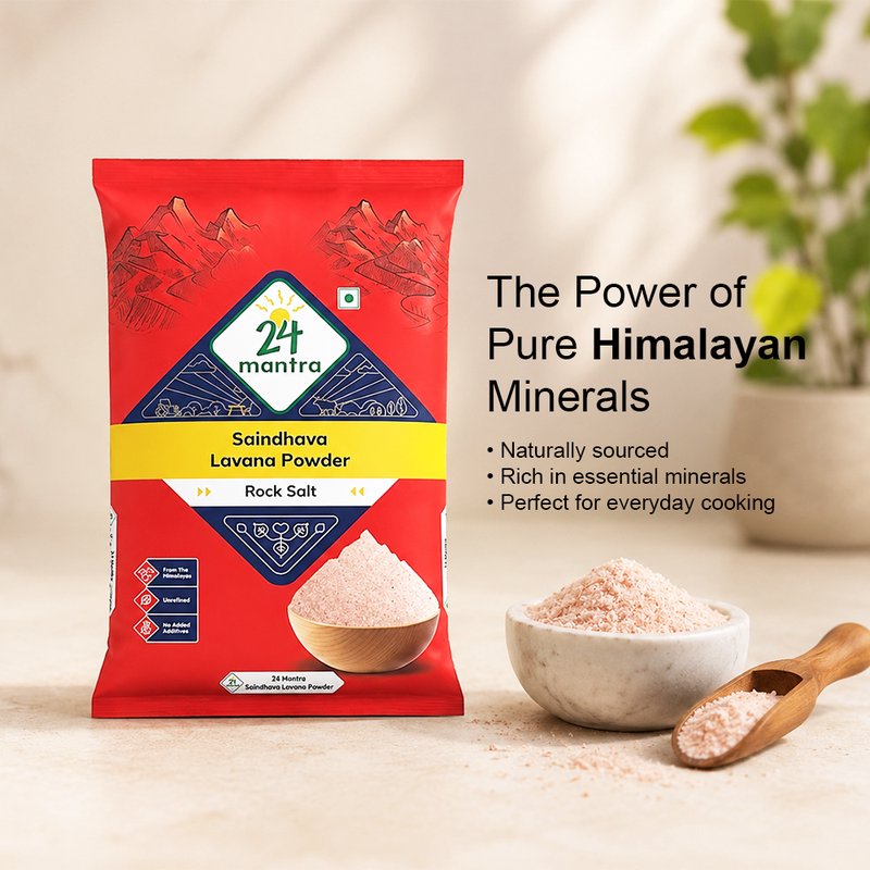 24 Mantra Organic Himalayan Pink Salt Powder | Fine Ground Rock Salt | Natural Mineral-Rich Seasoning