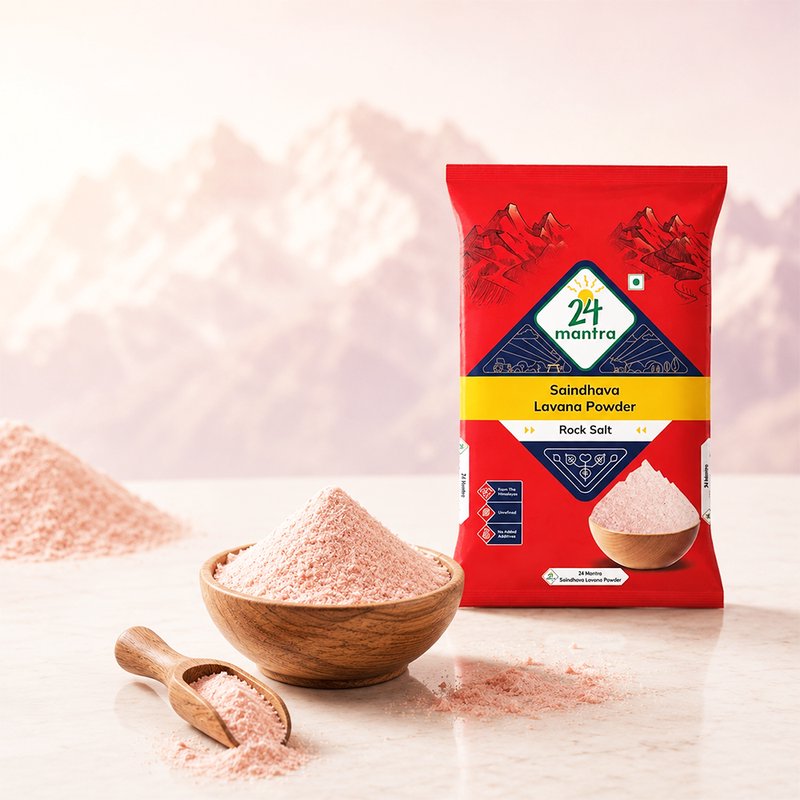 24 Mantra Organic Himalayan Pink Salt Powder | Fine Ground Rock Salt | Natural Mineral-Rich Seasoning