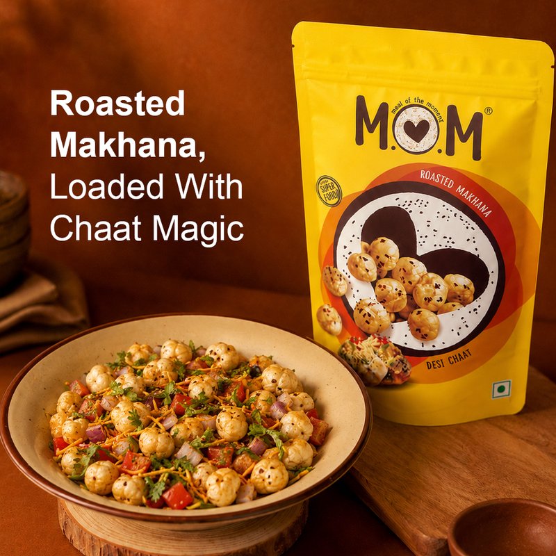 MOM Desi Chaat Makhana 65g | Roasted Fox Nuts | Chaat Masala Flavoured Makhana | Ready-to-Eat Healthy Snack