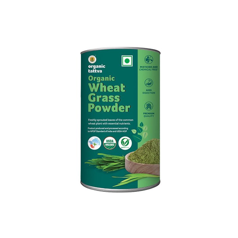 Organic Tattva Wheat Grass Powder | Organic Wheatgrass Powder | Green Superfood | Plant-Based Daily Wellness Supplement
