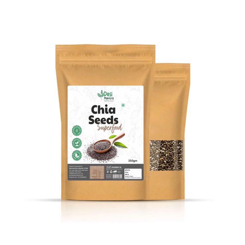 Desi Mantra Chia Seeds | Premium Raw & Natural Superfood Seeds | Rich in Fiber, Protein & Omega 3 | Perfect for Smoothies, Oats & Healthy Daily Nutrition