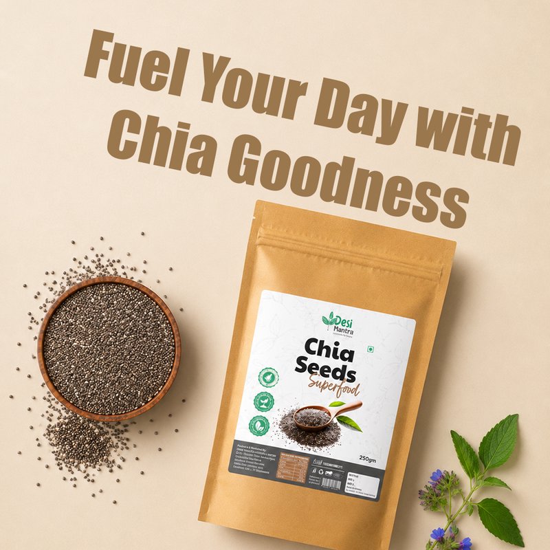 Desi Mantra Chia Seeds | Premium Raw & Natural Superfood Seeds | Rich in Fiber, Protein & Omega 3 | Perfect for Smoothies, Oats & Healthy Daily Nutrition thumbnail 4