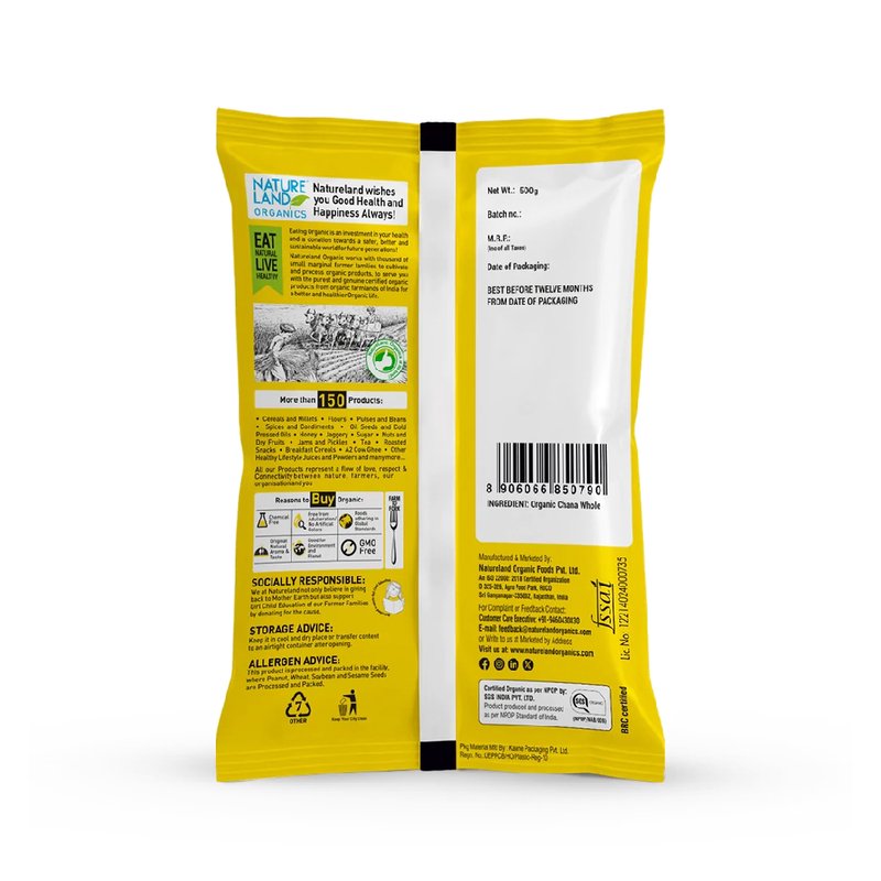 Natureland Organics Chana Dal 500g | 100% Organic Split Bengal Gram | Protein & Fibre Rich Chana Dal for Dal, Khichdi, Curries & Everyday Cooking thumbnail 2