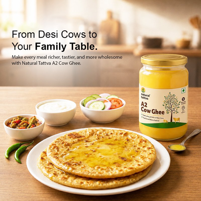 Natural Tattva A2 Cow Ghee | Premium Bilona A2 Ghee | Pure Cow Ghee | Rich Aroma & Traditional Taste