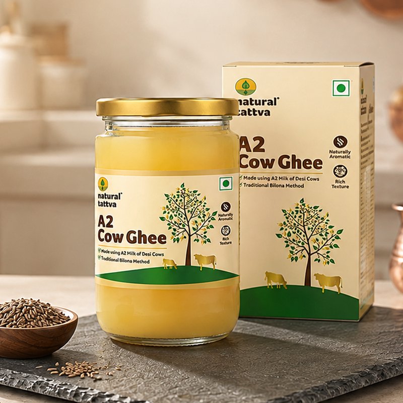 Natural Tattva A2 Cow Ghee | Premium Bilona A2 Ghee | Pure Cow Ghee | Rich Aroma & Traditional Taste