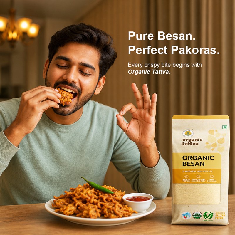 Organic Tattva Besan | Organic Gram Flour | High-Quality Chana Besan | Protein-rich Flour for Every Day Cooking