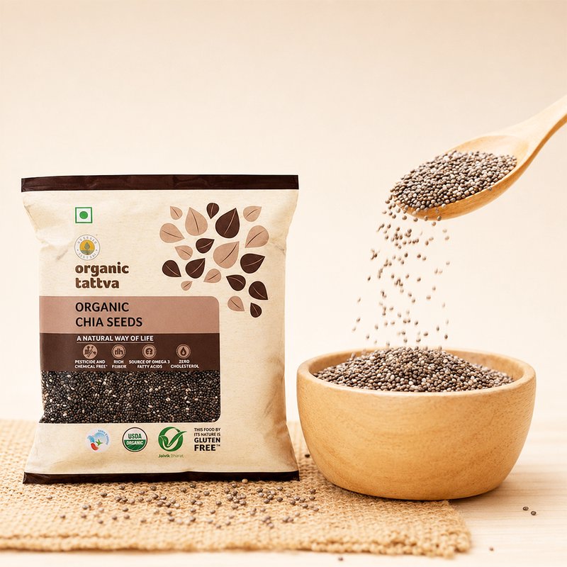 Organic Tattva Chia Seeds | Organic Superfood Seeds | Fiber and Protein Rich | Everyday Nutritious Foods