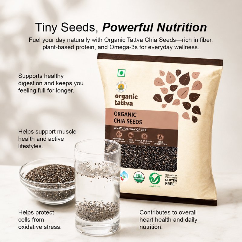 Organic Tattva Chia Seeds | Organic Superfood Seeds | Fiber and Protein Rich | Everyday Nutritious Foods