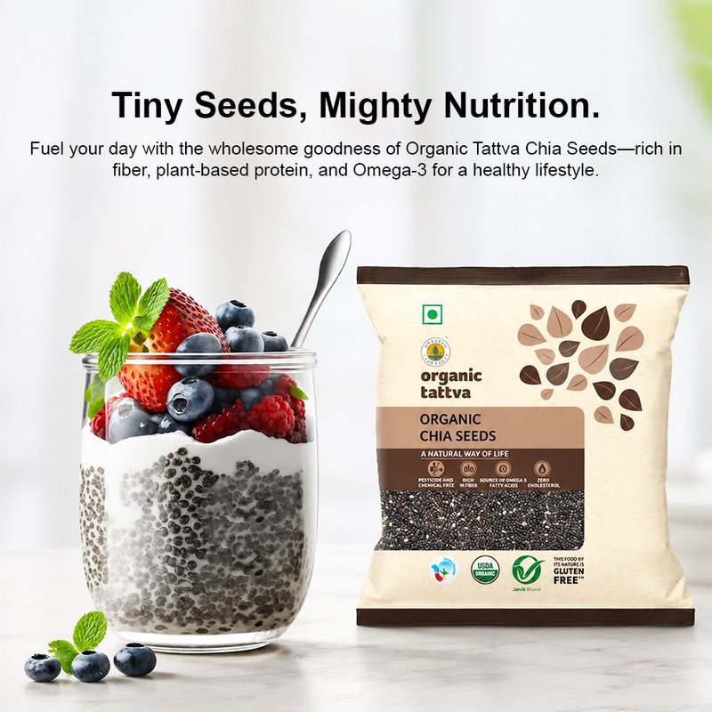 Organic Tattva Chia Seeds | Organic Superfood Seeds | Fiber and Protein Rich | Everyday Nutritious Foods