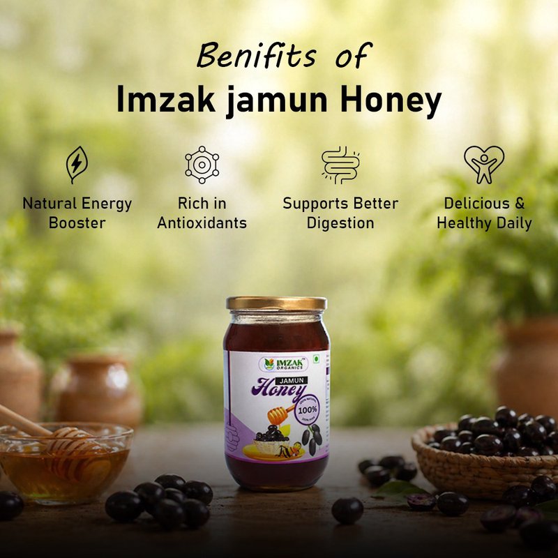 Imzak Jamun Honey | Pure Raw & Natural Forest Honey | Unprocessed Jamun Blossom Honey Rich in Antioxidants & Natural Enzymes | Healthy Natural Sweetener for Immunity, Digestion & Daily Wellness | Rich Dark Honey thumbnail 4