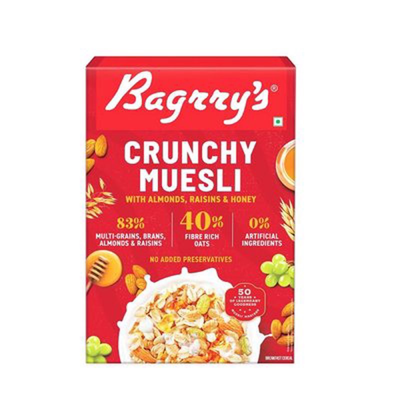 Bagrry's Crunchy Muesli | High-Fibre Breakfast Cereal with Whole Grains & Crunchy Clusters | Nutritious Breakfast for Energy, Digestion & Daily Wellness