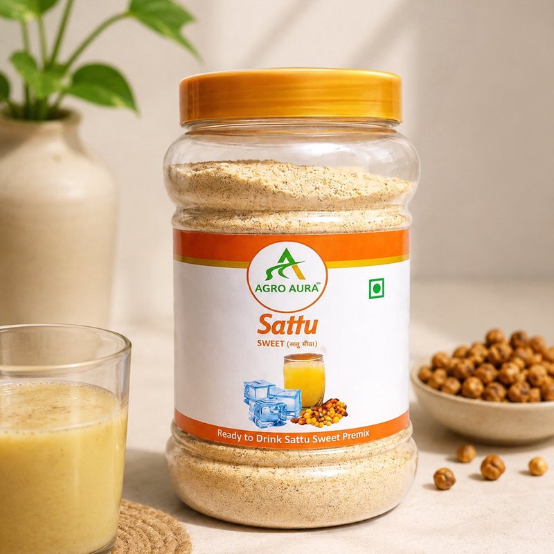 Agro Aura Sweet Sattu Premix | Instant Energy Drink Mix | High Protein & Fibre | Traditional Bihar Style | Ready to Drink | 500g thumbnail 4
