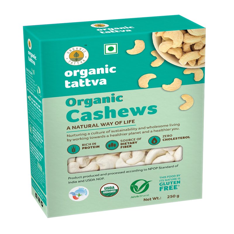 Organic Tattva Cashews | High-Quality Whole Cashew | Healthy Cashew Nuts | Crunchy And Creamy Dry Fruits for Snacking & Baking