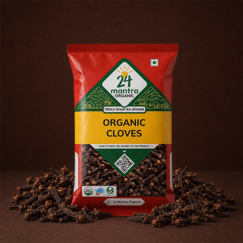 24 Mantra Organic Cloves | Laung | Whole Clove Spice | 100% Organic | Rich Aroma | Indian Spice