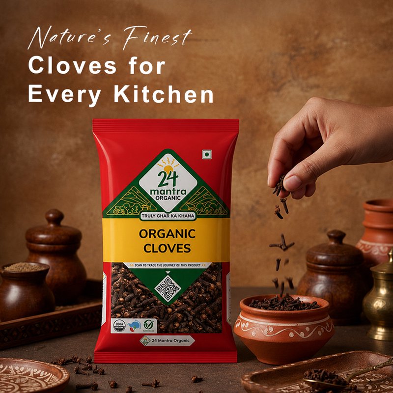 24 Mantra Organic Cloves | Laung | Whole Clove Spice | 100% Organic | Rich Aroma | Indian Spice