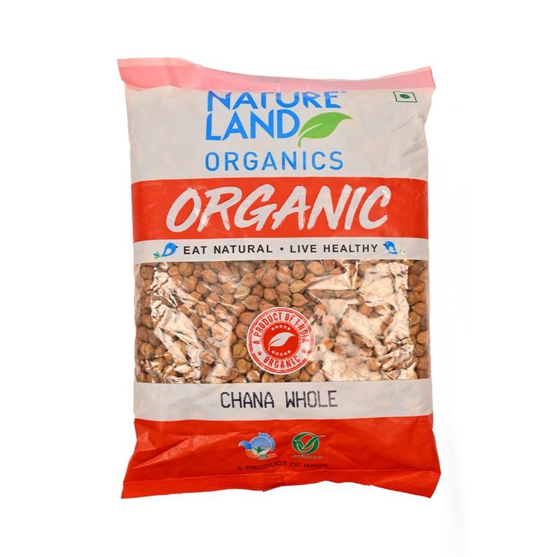 Natureland Organics Chana Whole 500g | 100% Organic Brown Chickpeas (Kala Chana) | Protein & Fibre Rich Whole Chana for Curry, Sprouts & Everyday Cooking