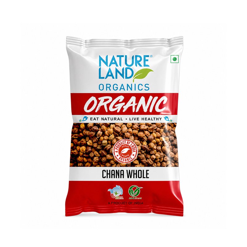 Natureland Organics Chana Whole 500g | 100% Organic Brown Chickpeas (Kala Chana) | Protein & Fibre Rich Whole Chana for Curry, Sprouts & Everyday Cooking