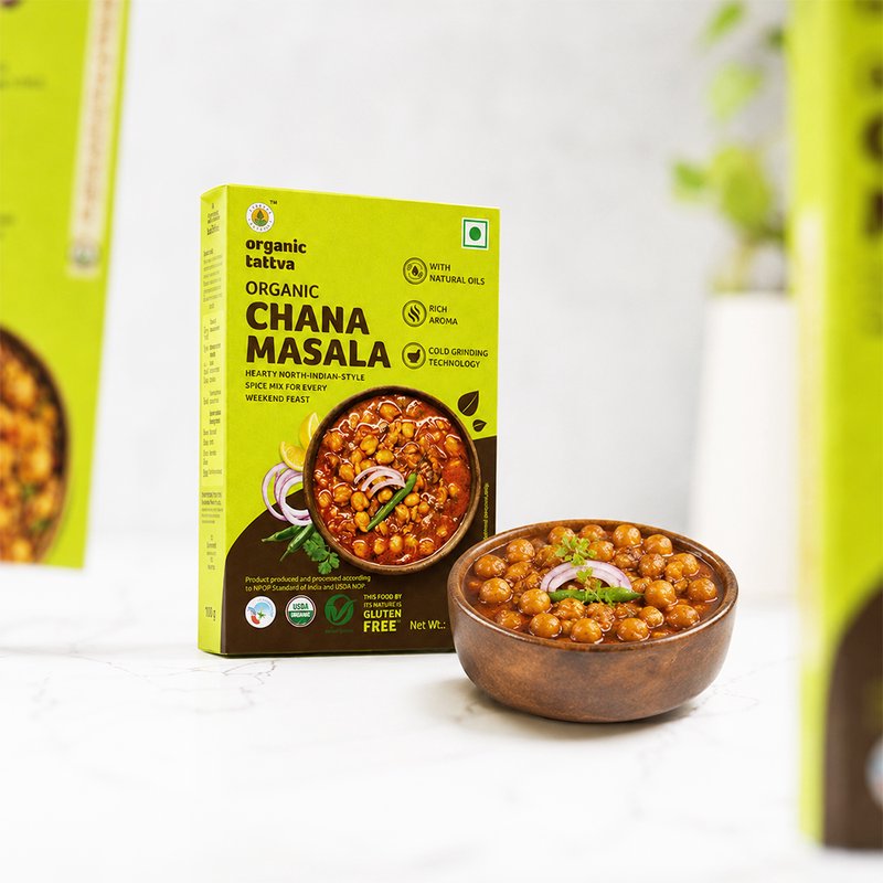 Organic Tattva Chana Masala | Authentic Chole Masala | Premium Indian Spice Mix | Chickpea Curry Masala