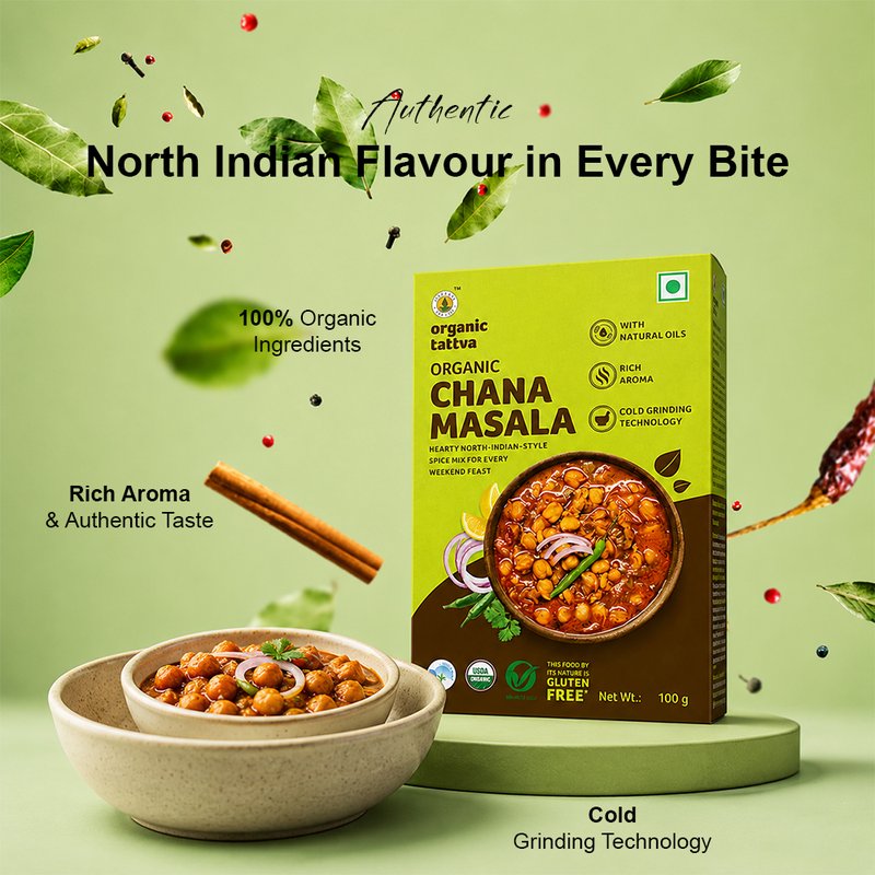 Organic Tattva Chana Masala | Authentic Chole Masala | Premium Indian Spice Mix | Chickpea Curry Masala