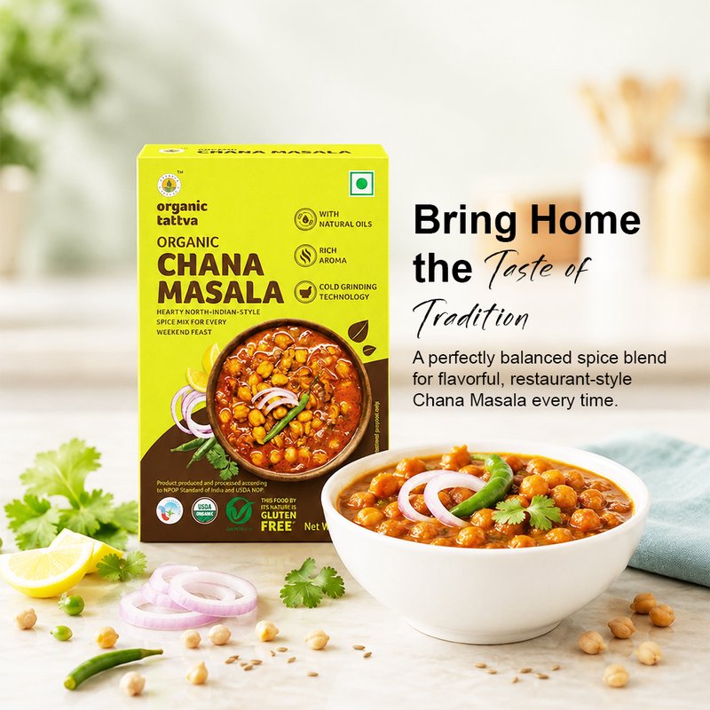 Organic Tattva Chana Masala | Authentic Chole Masala | Premium Indian Spice Mix | Chickpea Curry Masala