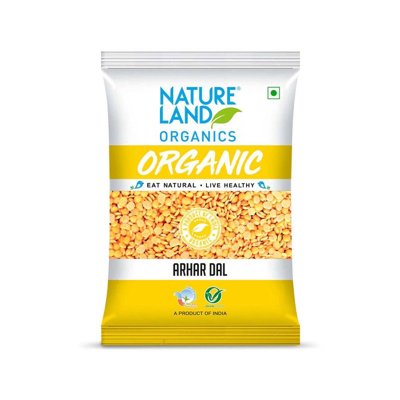 Natureland Organics Arhar Dal 500g | 100% Organic Toor Dal | Protein & Fibre Rich Split Pigeon Peas for Dal, Sambar, Khichdi & Everyday Cooking