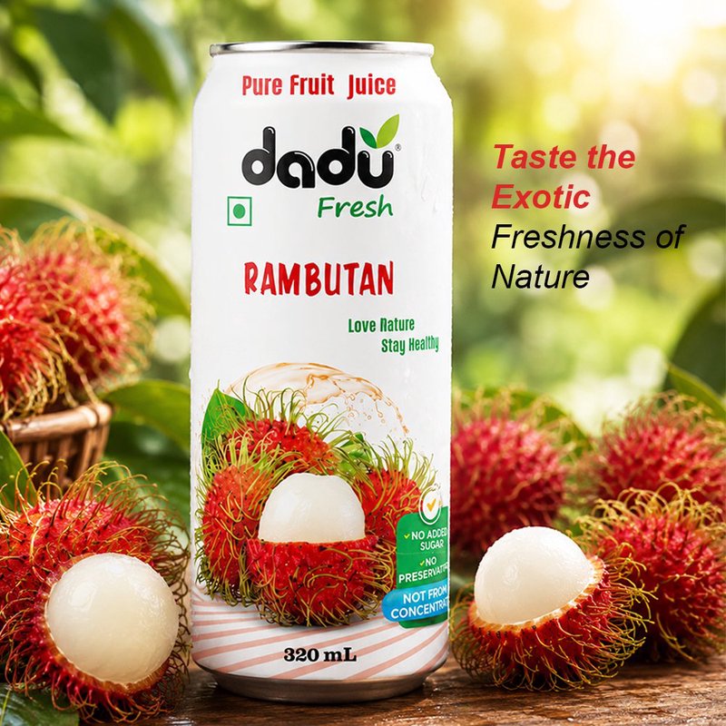 Dadu Fresh Rambutan Juice | 4 Cans Combo | 100% Natural Exotic Fruit Juice | Antioxidant Rich Healthy Beverage | No Added Sugar, No Preservatives & Not From Concentrate | Vitamin C Rich Drink for Immunity, Skin Health, Hydration & Daily Wellness | Refreshing Tropical Juice for Kids & Adults thumbnail 4