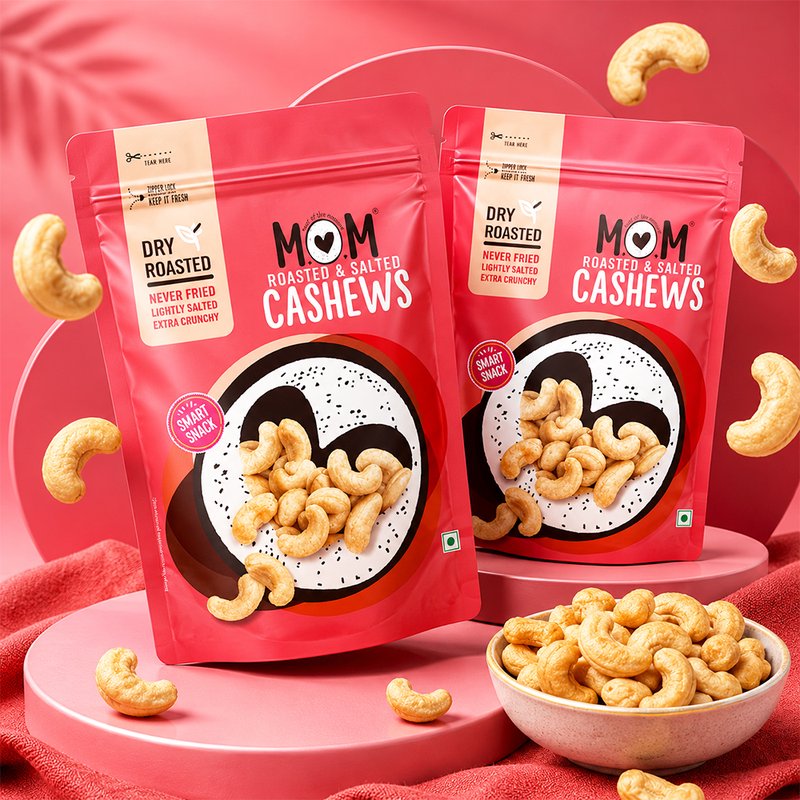 MOM - Meal of the Moment Salted Masala Cashew  | Crunchy Roasted Cashew Nuts | Source of Protein & Fiber | Flavorful Dry Fruit Snack