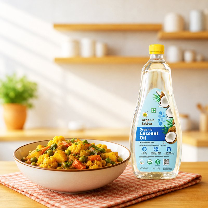 Organic Tattva Coconut Oil | Pure and Natural Coconut Oil | All-Purpose Oil for Cooking, Hair & Skin Care