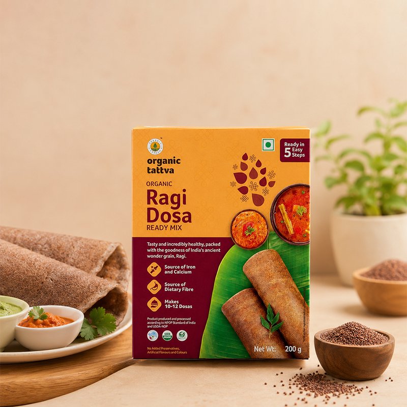 Organic Tattva Ragi Dosa Ready Mix | Instant Ragi Dosa Mix | Health Finger Millet South Indian Breakfast